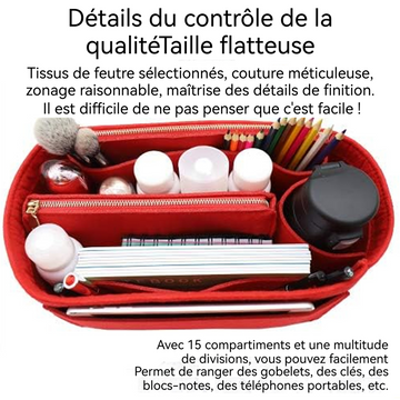 Sac en feutre 27x16x16cm sac de rangement mettez-le dans un grand sac pour l'organisation/le stockage/le soutien sac forme rouge